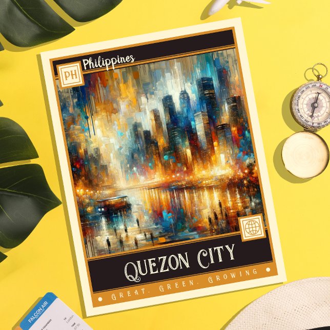 Quezon City, Philippinen | Vintage Malerei Postkarte (Von Creator hochgeladen)