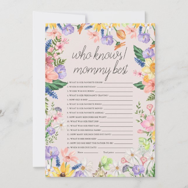 Qui connaît maman meilleur Baby shower carte de je (Devant)