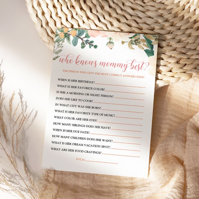 Qui connaît maman meilleur Baby shower carte de je (Créateur téléchargé)