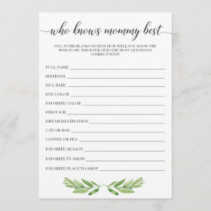 Qui connaît maman meilleur Baby shower cartes de j