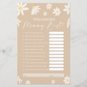 Qui Connaît Maman Meilleur Jeu, Carte Baby shower