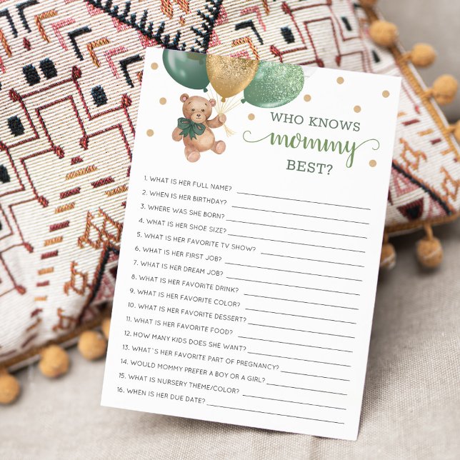 Qui Connaît Maman Meilleure Carte Baby shower De P (Créateur téléchargé)