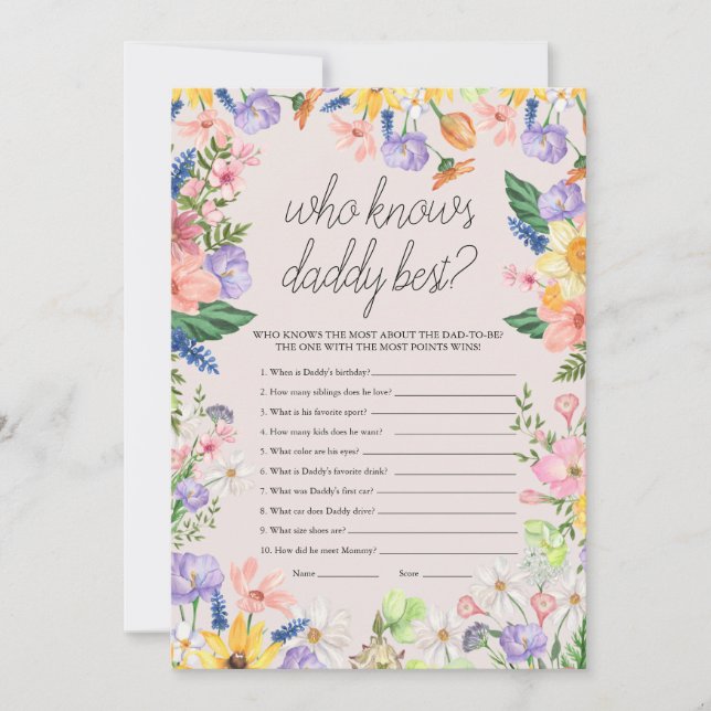 Qui Connaît Papa Meilleure Carte De Jeu Bébé (Devant)