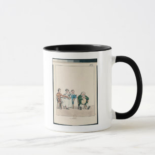 Qui dort dine', Karikatur eines Mannschlafens Tasse