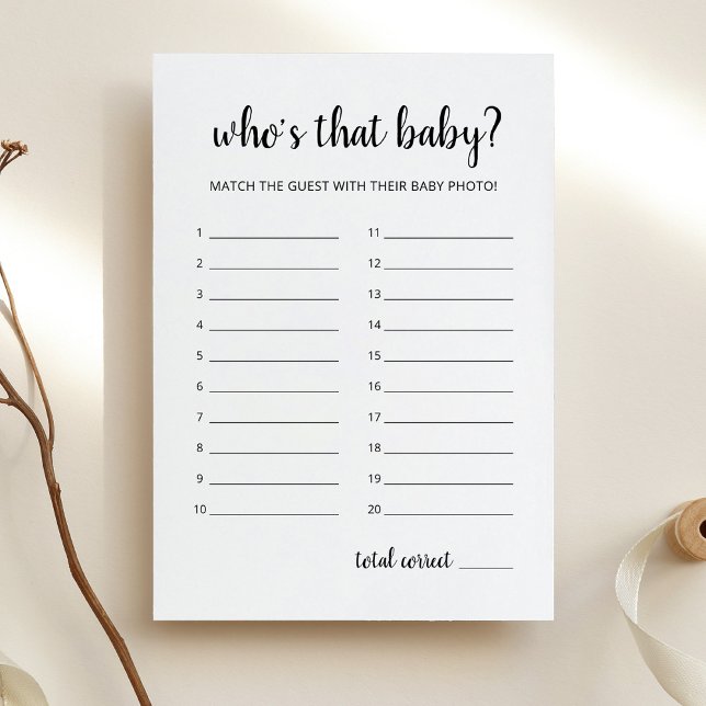 Qui est ce bébé ? Carte Baby shower de jeu (Créateur téléchargé)