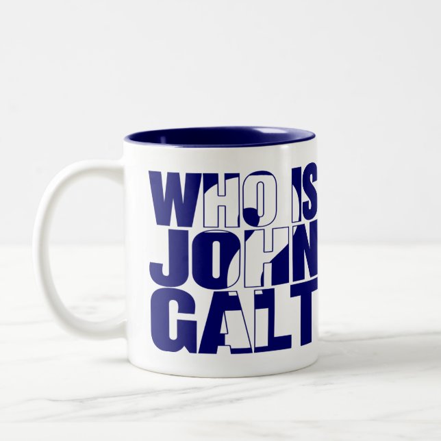 Qui est John Galt ? bleu de la tasse 15oz (Gauche)