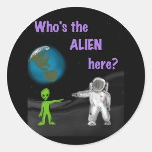Qui est l'Alien ici ? autocollant