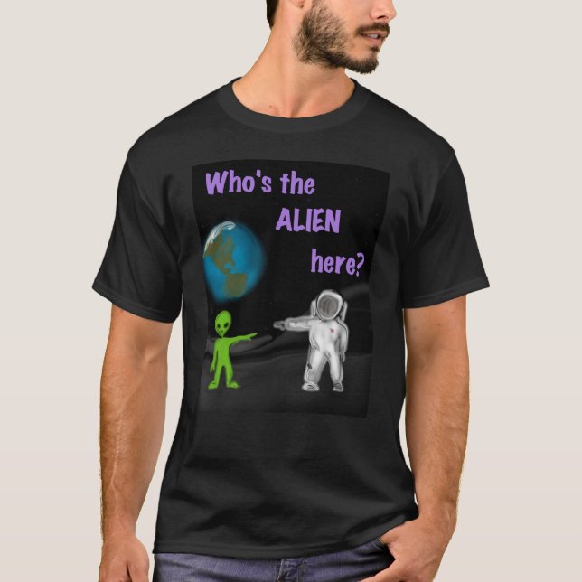 Qui est l'alien ici ? T-shirt noir (Devant)