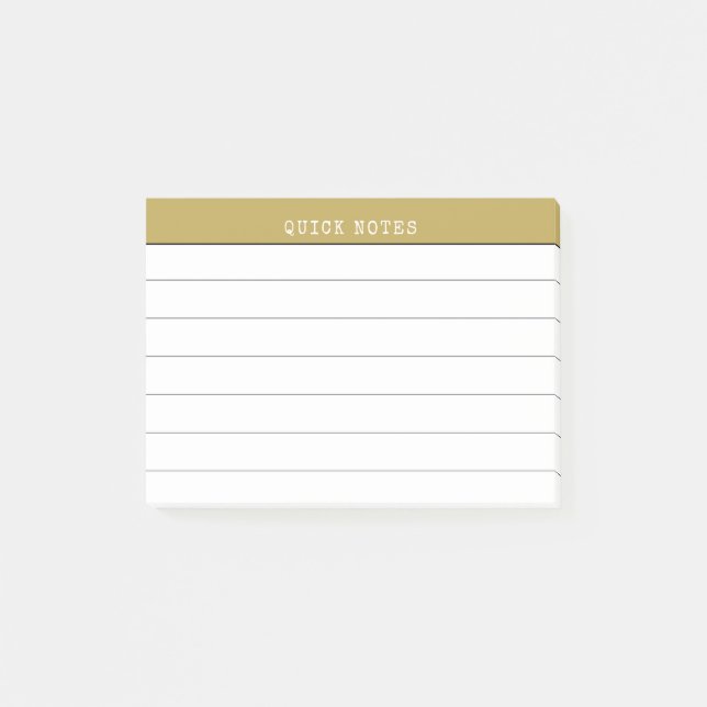  Quick Notes To Do Gold Border Minimalist Lined  Post-it Klebezettel (Vorderseite)