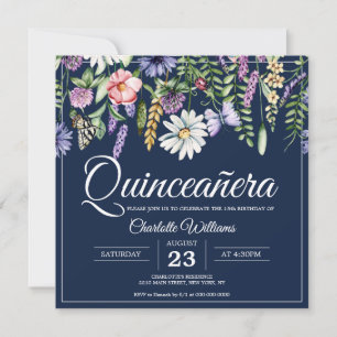 Quicneañera Elegante Wildblumen 15. Geburtstag Einladung