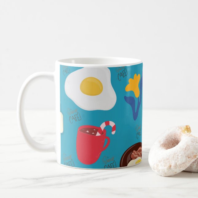 "Quiero Café" Frühstücksmuster-Tasse Kaffeetasse (Mit Donut)