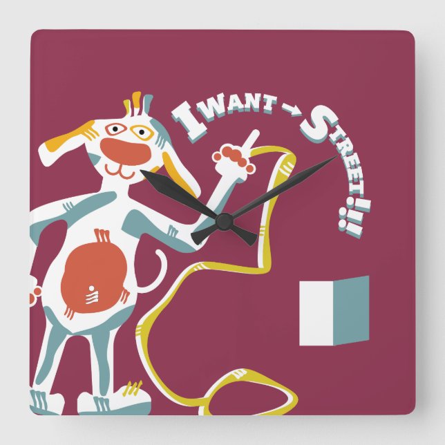 QUIERO CALLE I WANT STREEET !!! BY MASANSER QUADRATISCHE WANDUHR (Vorderseite)
