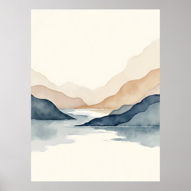 Quiet Currents – Minimal Landschap Poster (Vorne)