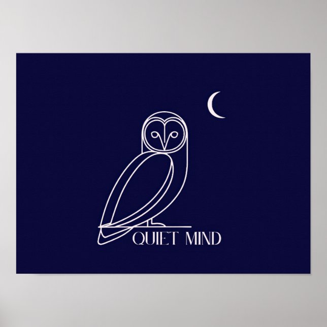 Quiet Mind Owl – Minimalist Night Wisdom Design Poster (Vorne)
