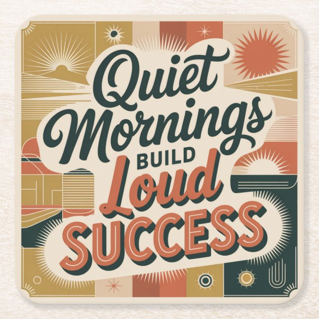 Quiet Mornings Build Loud Success Rechteckiger Pappuntersetzer (Vorderseite)