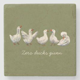Quiet Quack: White Duck Starry Night Goose Steinuntersetzer