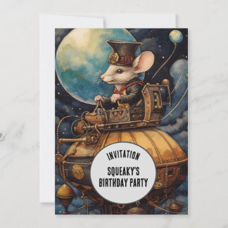 Quietschendes Steampunk-Tier mit individuellem Nam Einladung