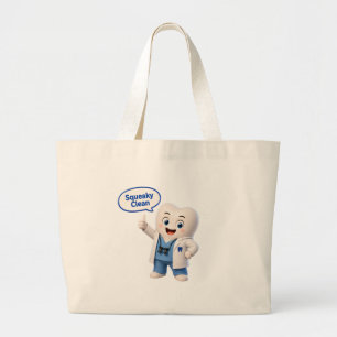 Quietschsaubere Zahn-Maskottchen-Zahnarzt-Tasche Jumbo Stoffbeutel