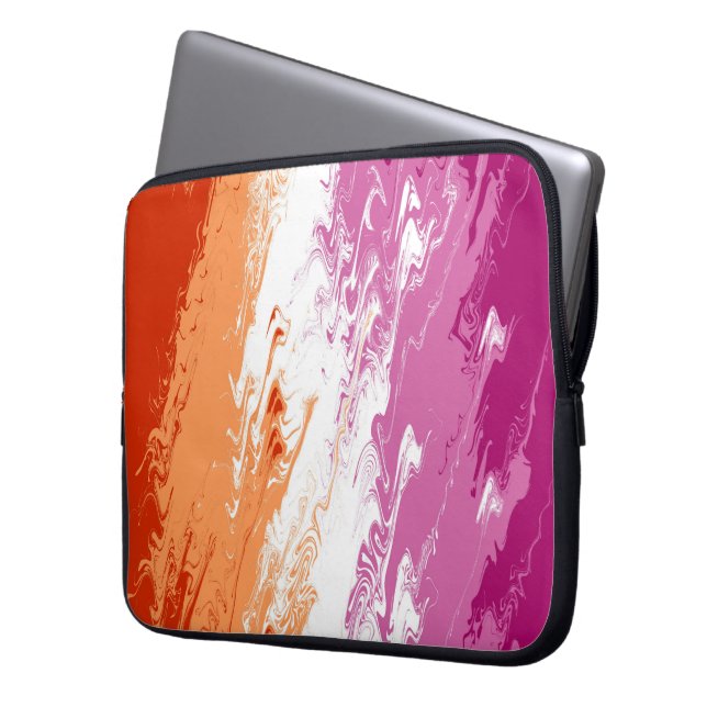 Quiggly Trippy Groovy Abstrakte Lesbian-Stolperfla Laptopschutzhülle (Vorderseite Links)