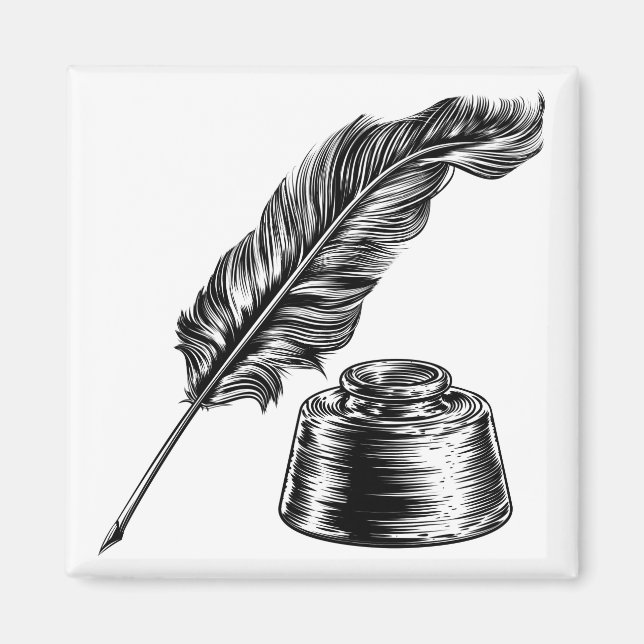 Quill Feather Pen und Tinte gut Magnet (Vorne)