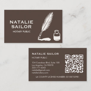 Quill Feder Tinte Stift Logo Notar PUBLIC CUSTOM Q Visitenkarte