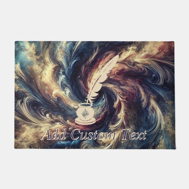 Quill Pen Moderne Abstrakte Kunst Fußmatte (Vorderseite)