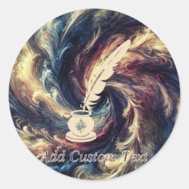 Quill Pen Moderne Abstrakte Kunst Runder Aufkleber