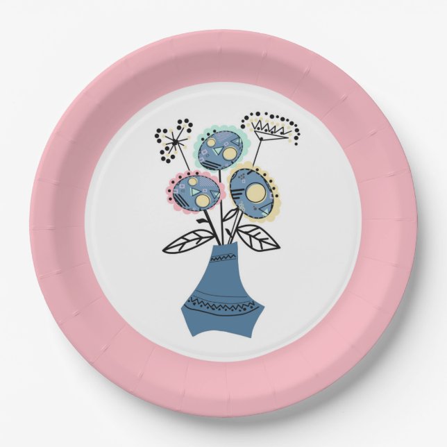 Quillen, Blume in Vase Pappteller (Vorderseite)