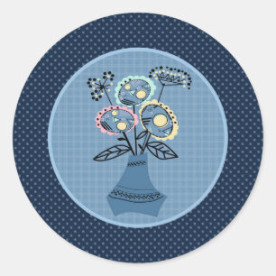 Quillen, Blume in Vase Runder Aufkleber