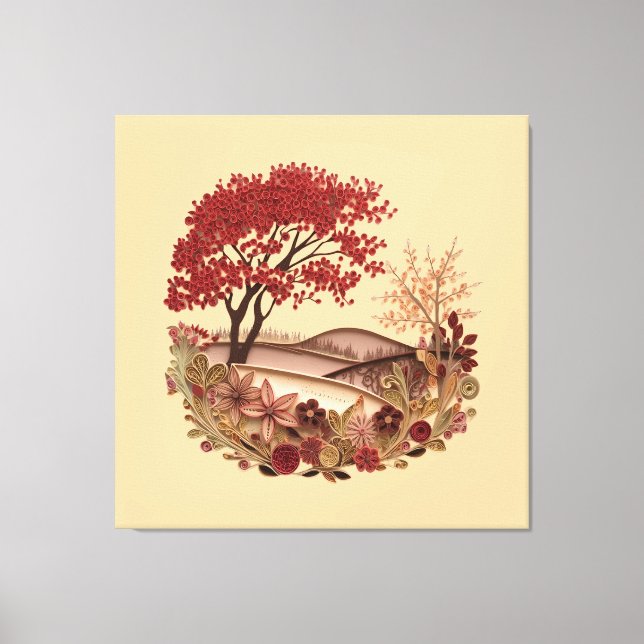 Quilling Design Countryside in Autumn Leinwanddruck (Vorderseite)
