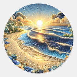 Quilling Effect von Ocean View Tropical Paper Runder Aufkleber