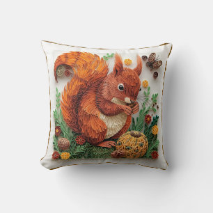 Quilling-Effekt Rotes Eichhörnchen im Herbst Kissen