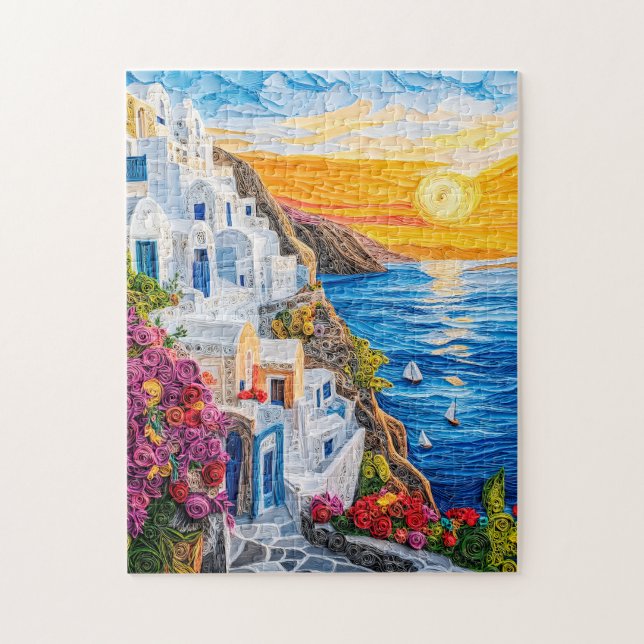 Quilling Sunset in Santorini Oia (Vertikal)