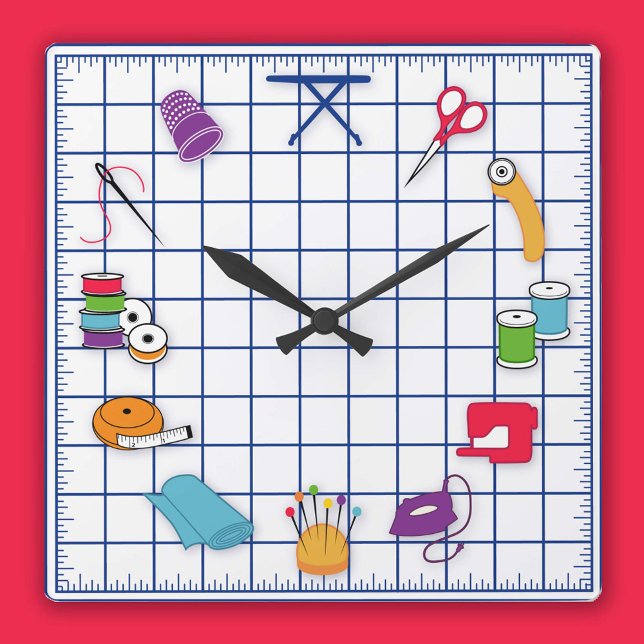Quilt and Sew Time Quadratische Wanduhr (Von Creator hochgeladen)