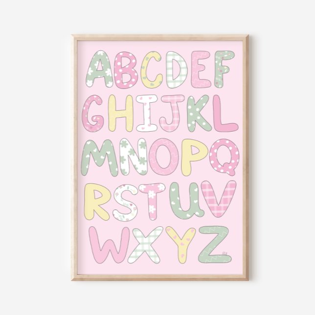 Quilt Art Print Set: Alphabet on Pink Background Poster (Von Creator hochgeladen)