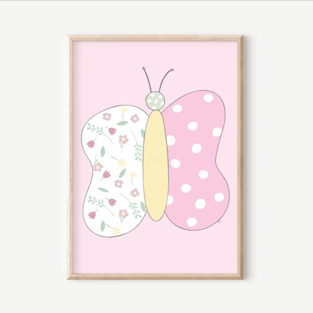 Quilt Art Print Set: Butterfly Pink Gallery Wall Poster (Von Creator hochgeladen)