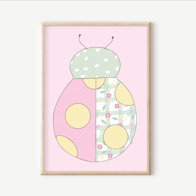 Quilt Art Print Set: Ladybug on Pink Background Poster (Von Creator hochgeladen)