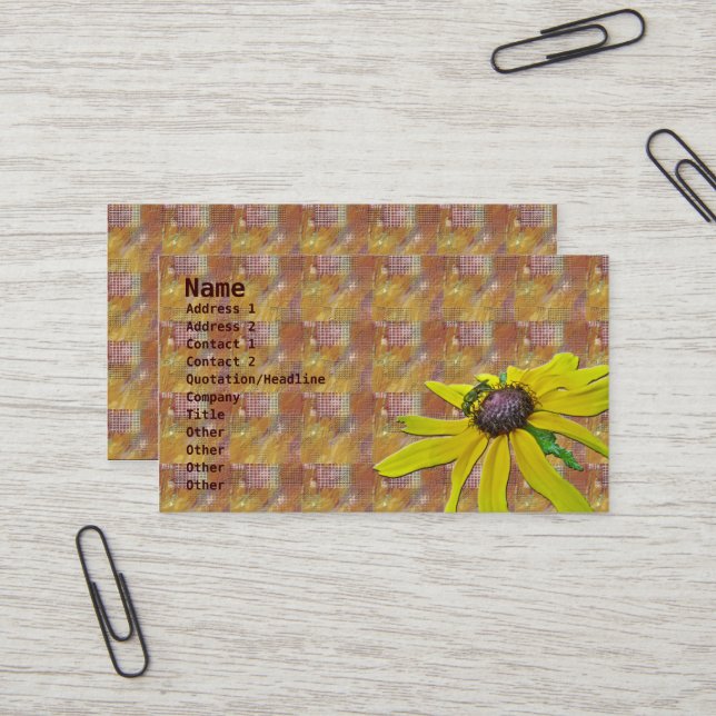 Quilt, Biene und Black Mit Augen Susan Business Ca Visitenkarte (Vorderseite/Rückseite Beispiel)