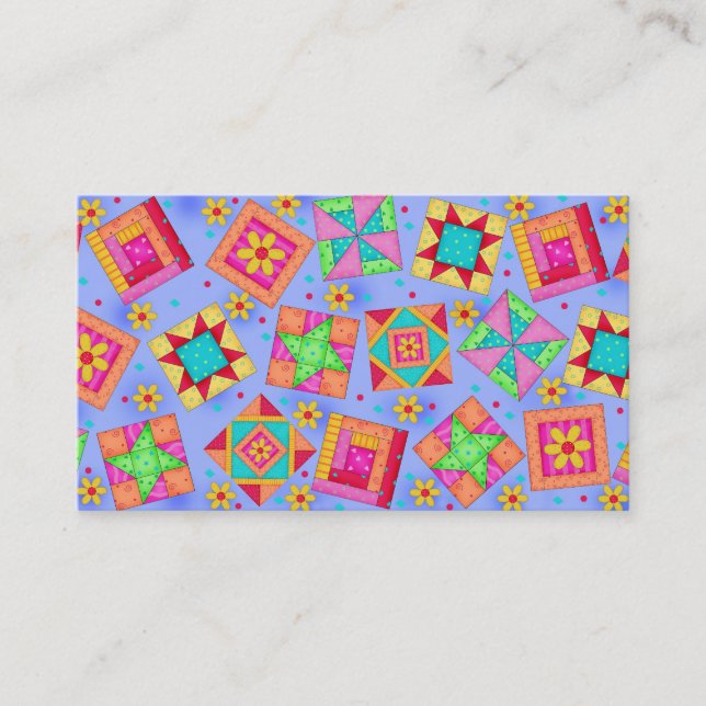 Quilt Block Art Periwinkle Lavender  Business Card Visitenkarte (Vorderseite)