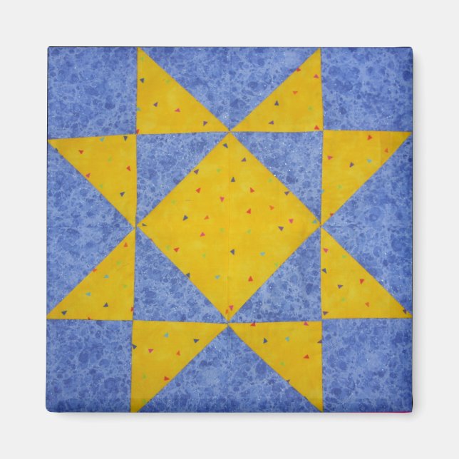Quilt Block Magnet Star Blue (Vorne)