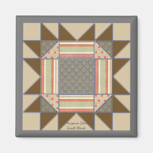 Quilt-Blockmuster "Arizona Star"-Magnet Magnet (Vorne)