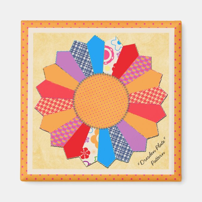 Quilt-Blockmuster "Dresdplatten" Magnet (Vorne)