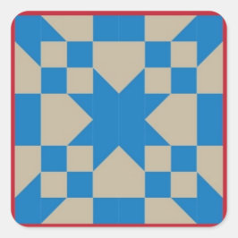 Quilt Blocksticker - Straße nach Oklahoma (rot/bla Quadratischer Aufkleber
