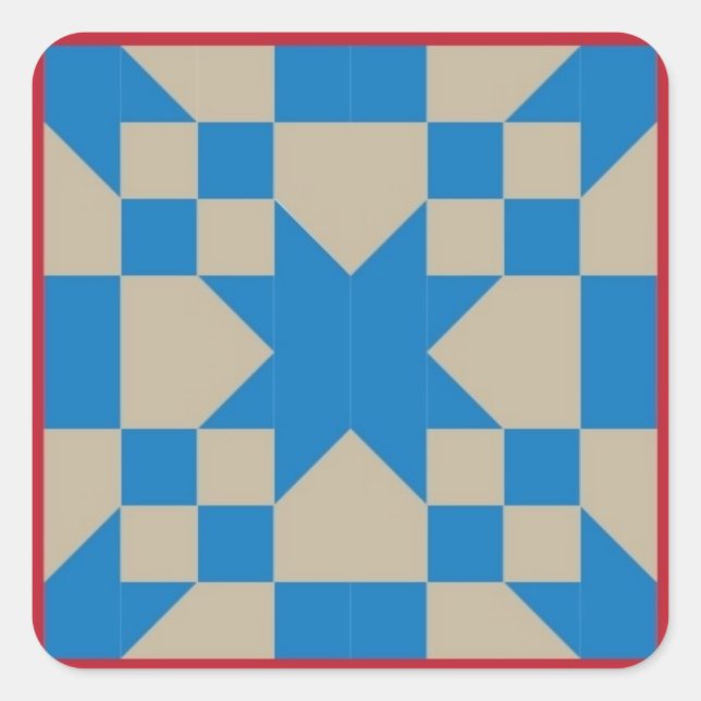 Quilt Blocksticker - Straße nach Oklahoma (rot/bla Quadratischer Aufkleber (Vorderseite)