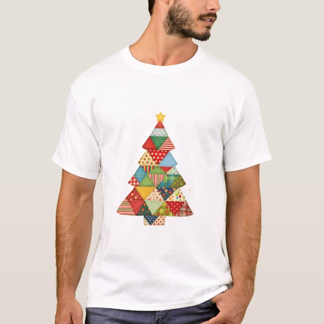 Quilt Christmas Tree Festive Quilt Lovers  T-Shirt (Vorderseite)
