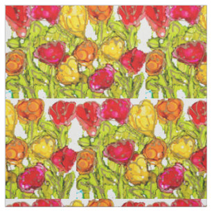 Quilt Fabric Lovitude "Orange and Yellow Tulips" Stoff