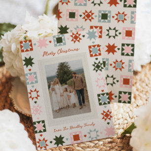 Quilt Familienfoto Weihnachtskarte Feiertagskarte