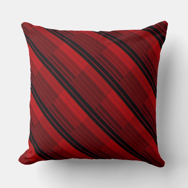 Quilt für rotes und schwarzes geometrisches Patchw Kissen (Vorderseite)