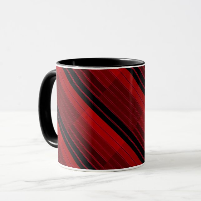 Quilt für rotes und schwarzes geometrisches Patchw Tasse (Vorderseite Links)