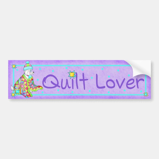 Quilt Lover Dog Autoaufkleber (Vorne)